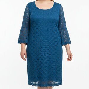 Ronni Nicole Blue Lace Dress Women’s Size 2X NWT 3/4 Sleeve Stretchy